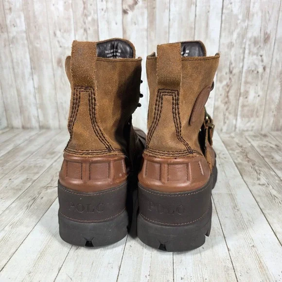 Polo Ralph Lauren‎ Oslo High BT WP Duck Boots Mens Brown Leather Size 8D
